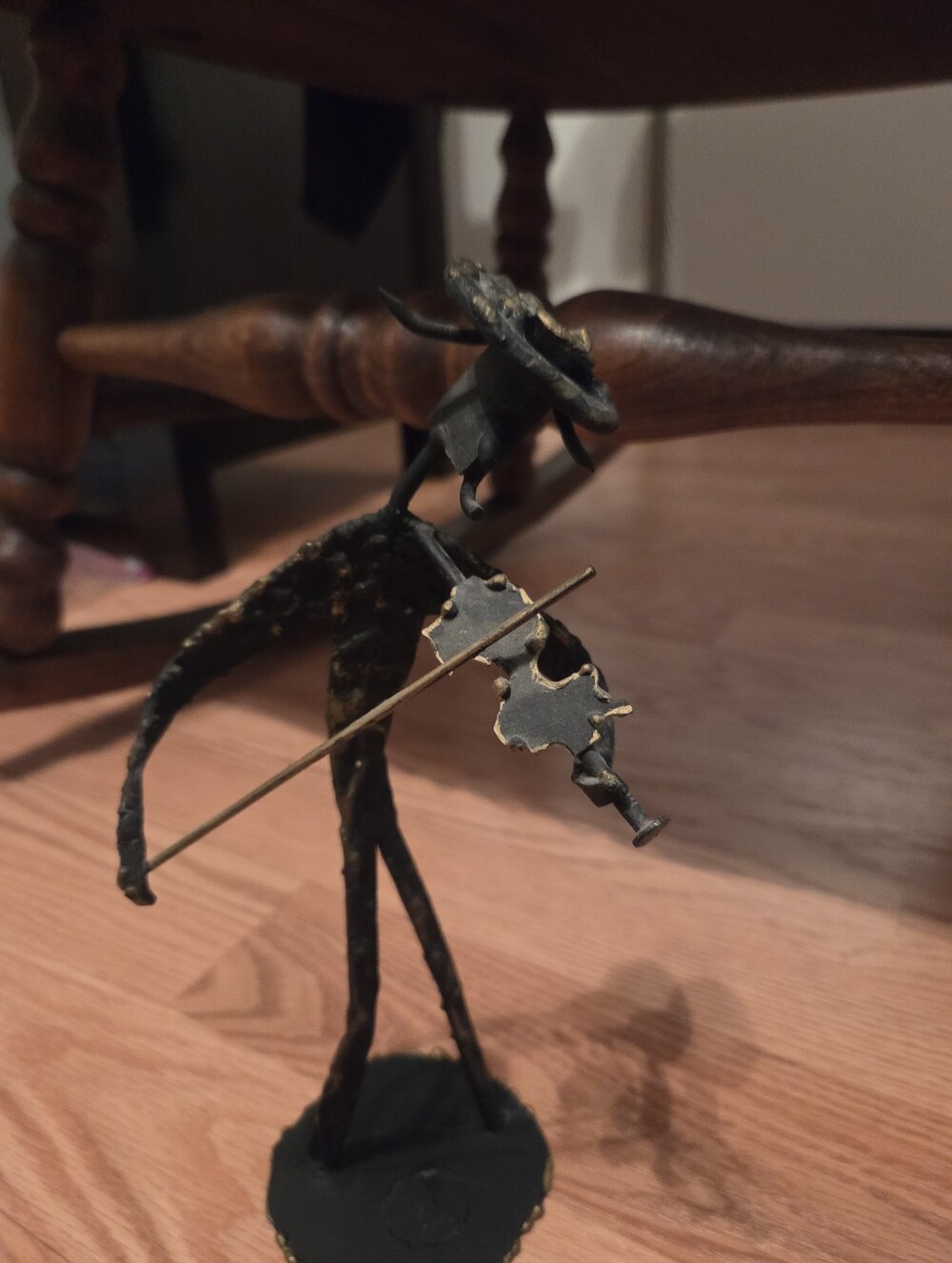 Brutalist Welded Metal Sculpture Of Violinist